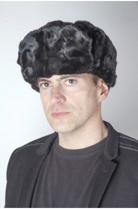 Black mink fur hat Russian style – Black mink fur remnants